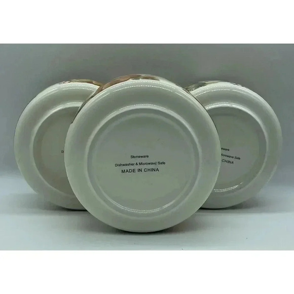 Botanical Pumpkins Stoneware Bowl 6”W x 3”H Lot Of 3 ** Factory Blemished** - Picture 3 of 4